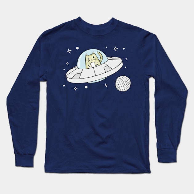 Cat Needs More Space Long Sleeve T-Shirt by goodkwr